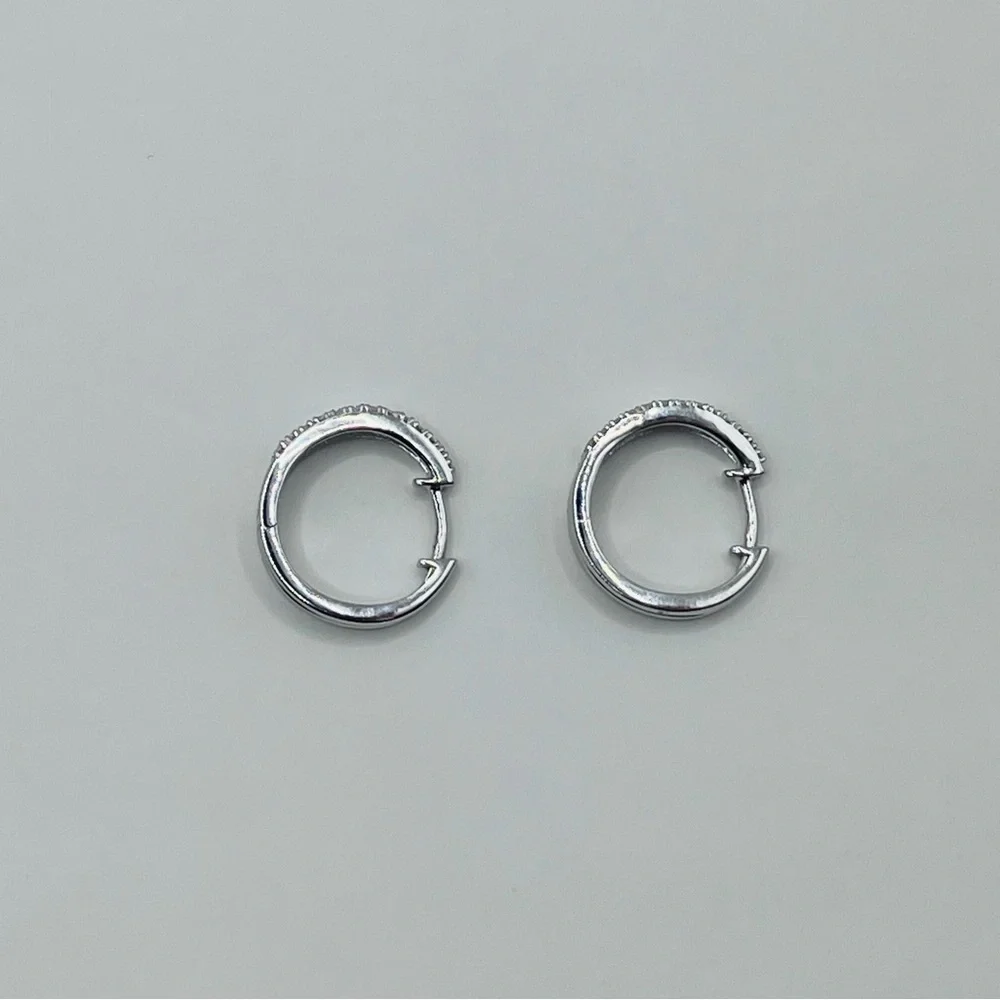 0.50 CT Brilliant Lab Diamond Double Row Hoop Earrings - Picture 8 of 8